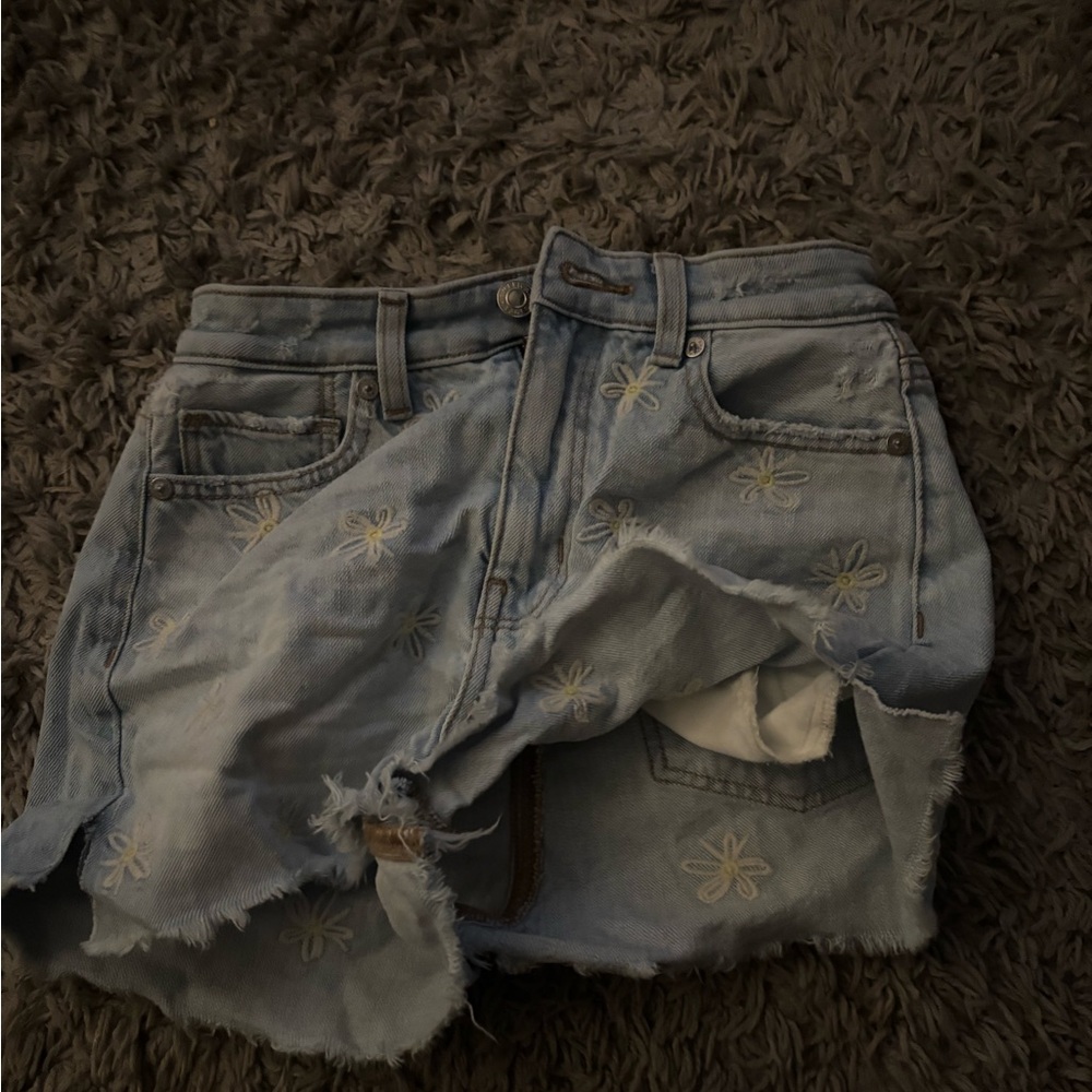 Embroidered Denim Shorts
